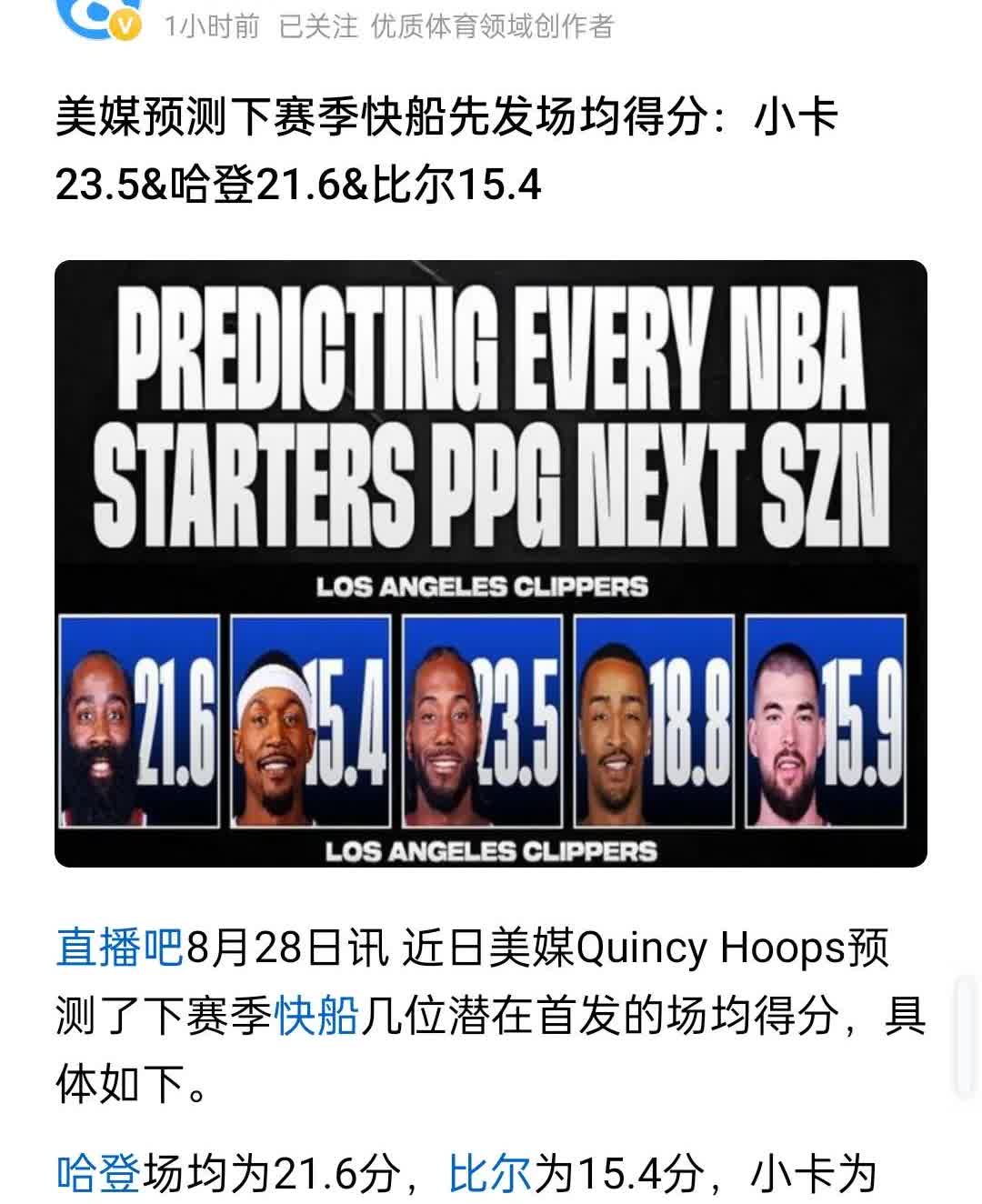 哈登的21.6分门槛不是年龄，而是快船的剧本。上赛季他22.8分，靠的仍