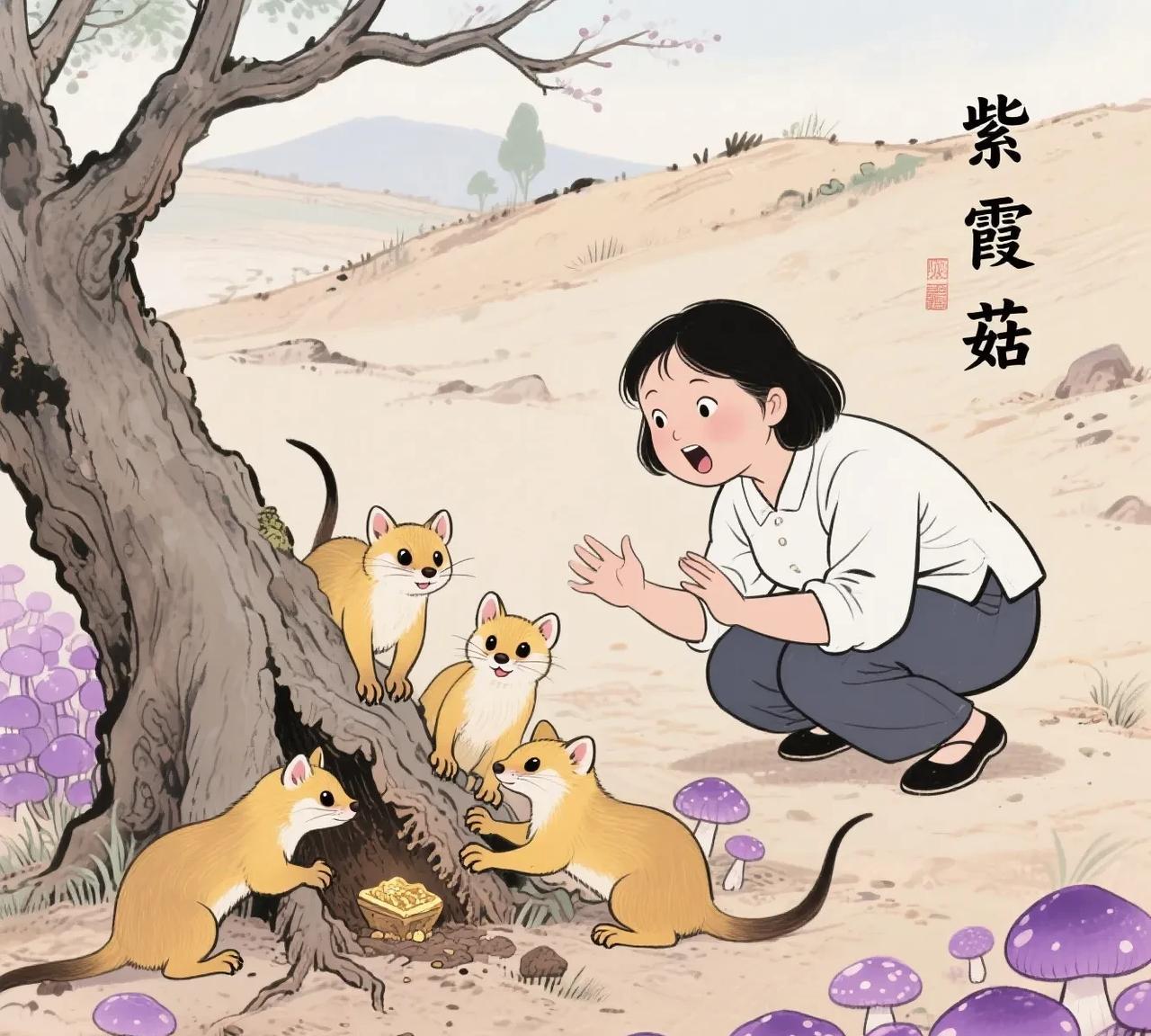 从前，一寡妇上山采蘑菇，路遇一窝黄鼠狼崽嗷嗷待哺，不由心生不忍，于是带回家好生照