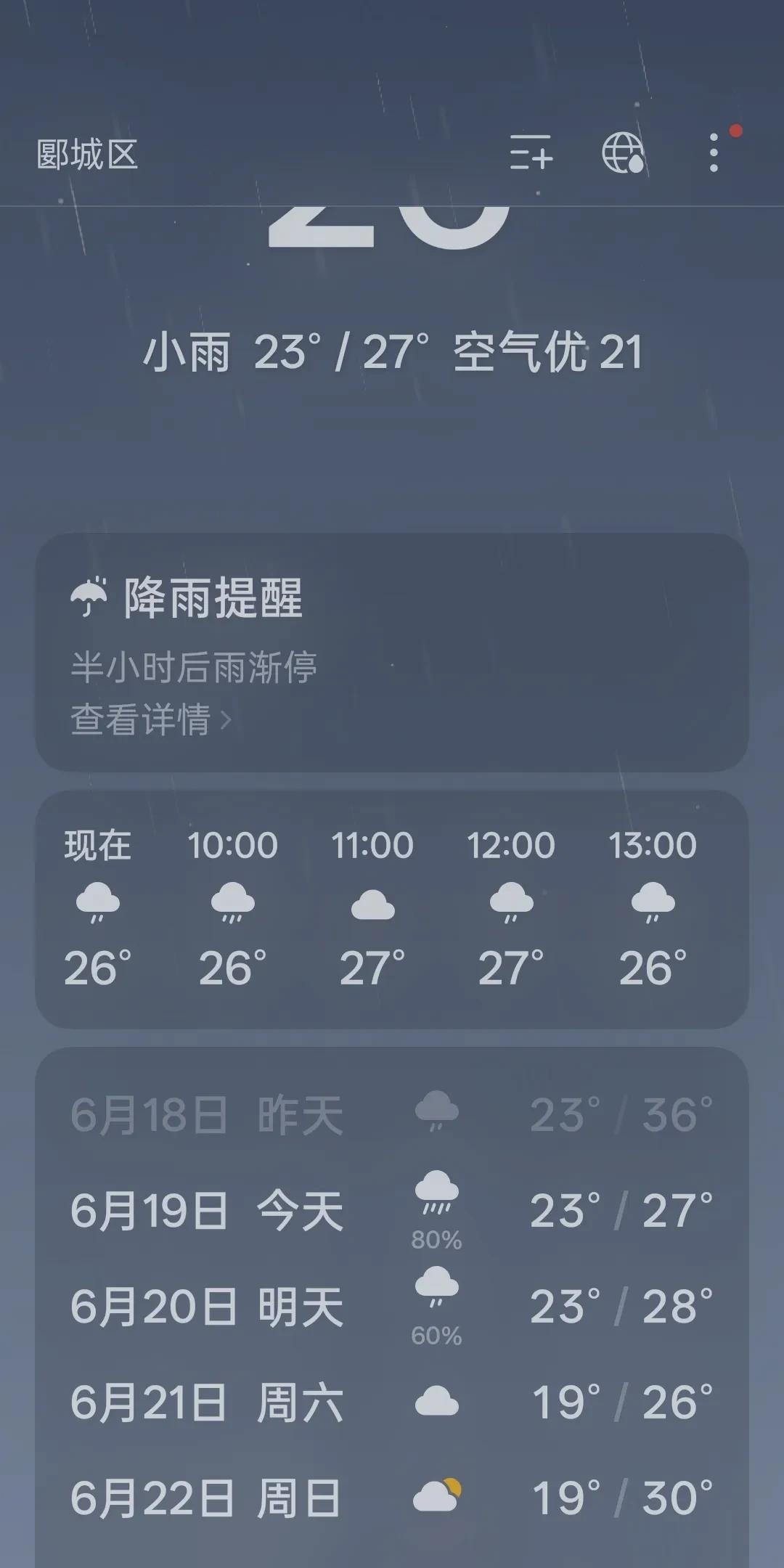 雨都下哪里了？？？提前几天报有雨，大雨暴雨伴风起。到了时间无踪影，毛毛细