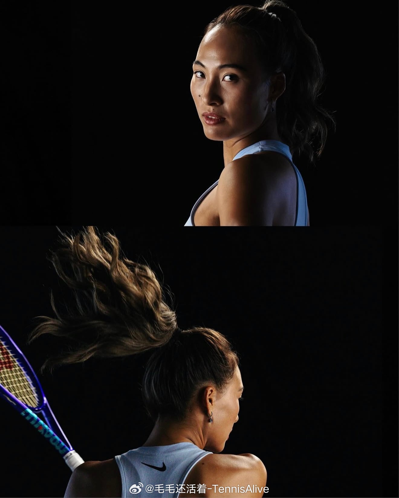【WTA最新宣传照：郑钦文很侠女眼神】这组照片拍得很不一样。展现了球员们另一种性