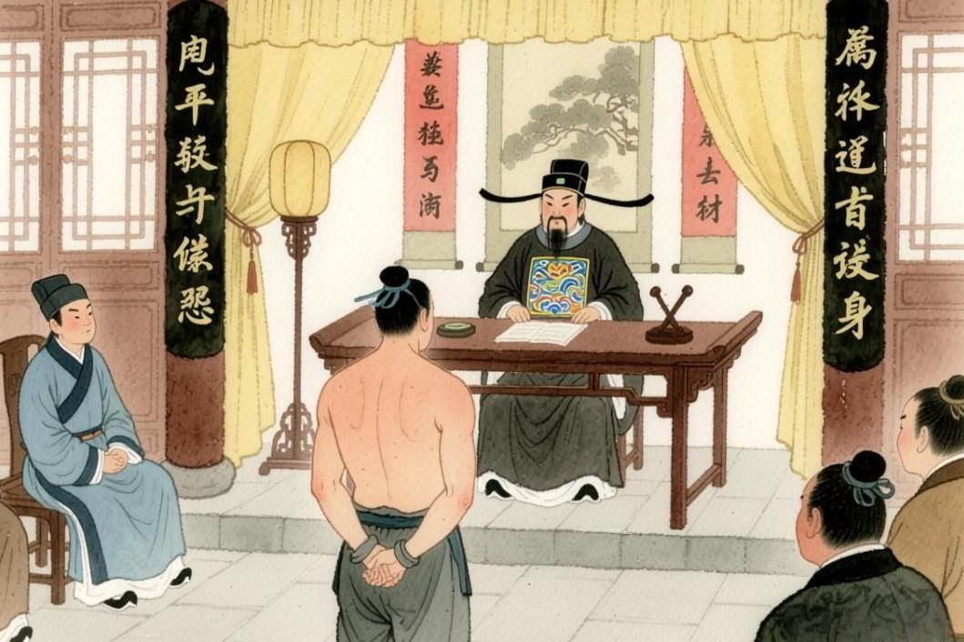 清咸丰年间的一个三伏天，官府抓获了一个十恶不赦的匪首。公审时，匪首拧着脖颈，斜目