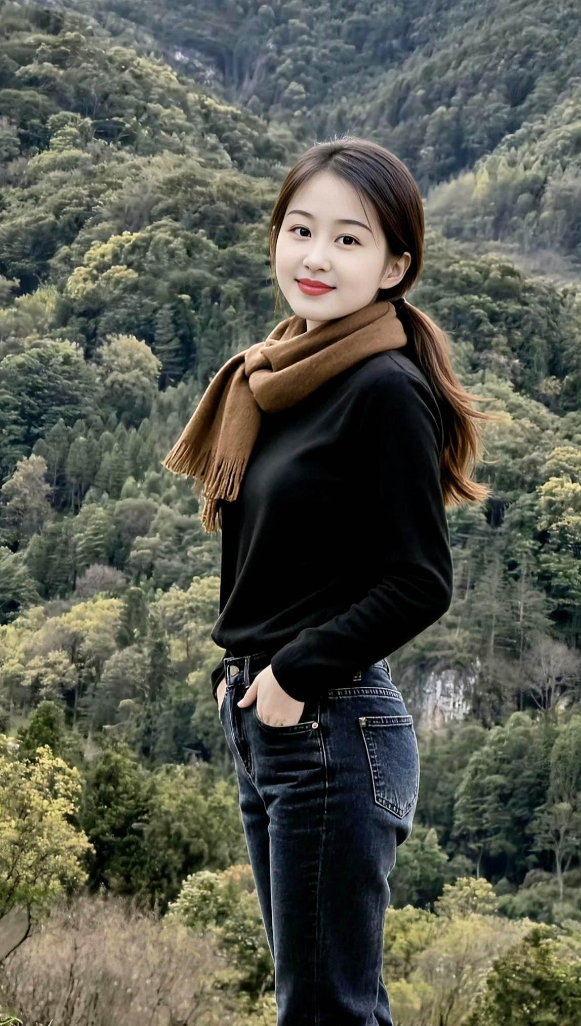 山林生活照大山深处自然美清纯甜美女孩气质女神