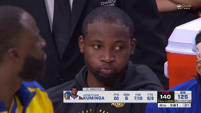 被DNP16场后，库明加上场就拿得到20分5板2助攻，10投7中，正负值+3！