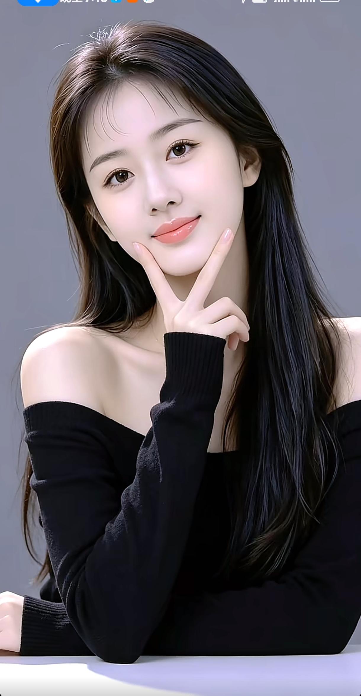 元气少女，黑长直发，微笑比V，元气满满！😊💖时尚美图赏析黑长直背影少女温