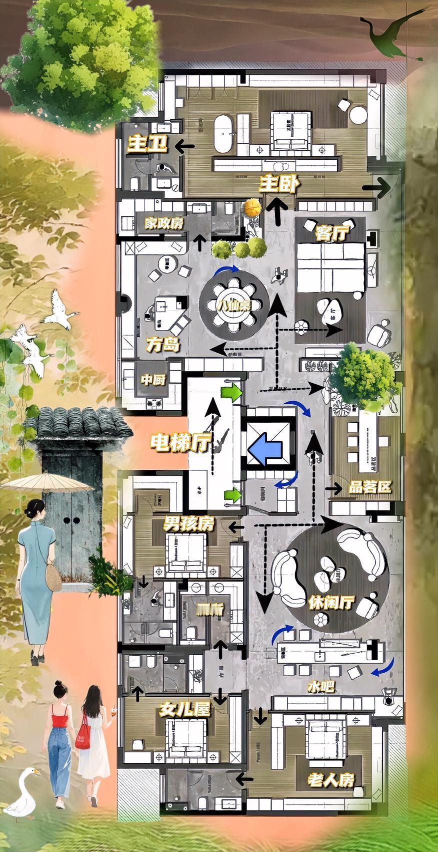 一点就透，亲子宅就是福报，390㎡福气是双拼双胞胎，领悟到三代同堂的大道理，福孝