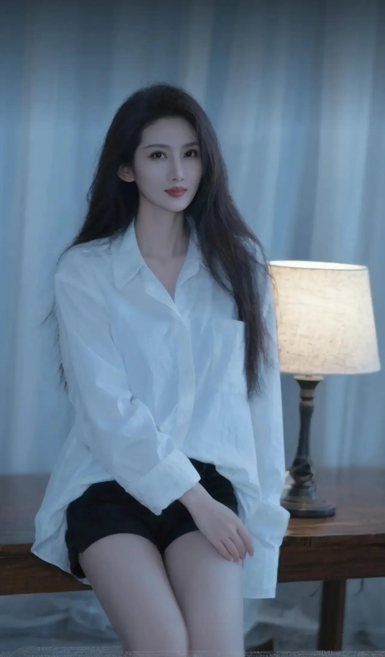 “复古风穿搭，白衬衫与黑短裤的完美搭配，简约而不失优雅。”👗👗👗