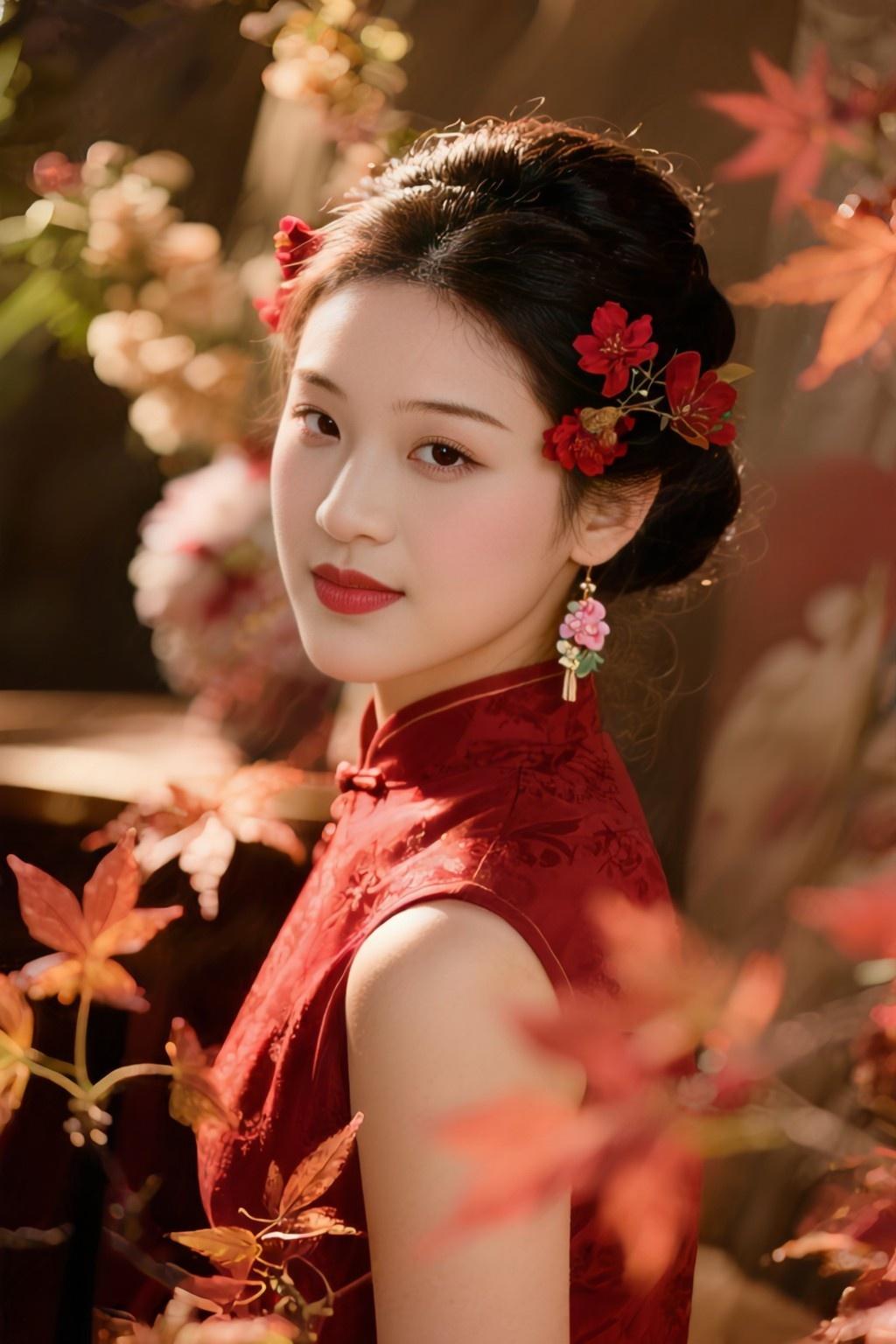 什么样的女生有魅力?红枫映红妆，花簪绾青丝，一眼回眸，便胜却人间无数秋光。