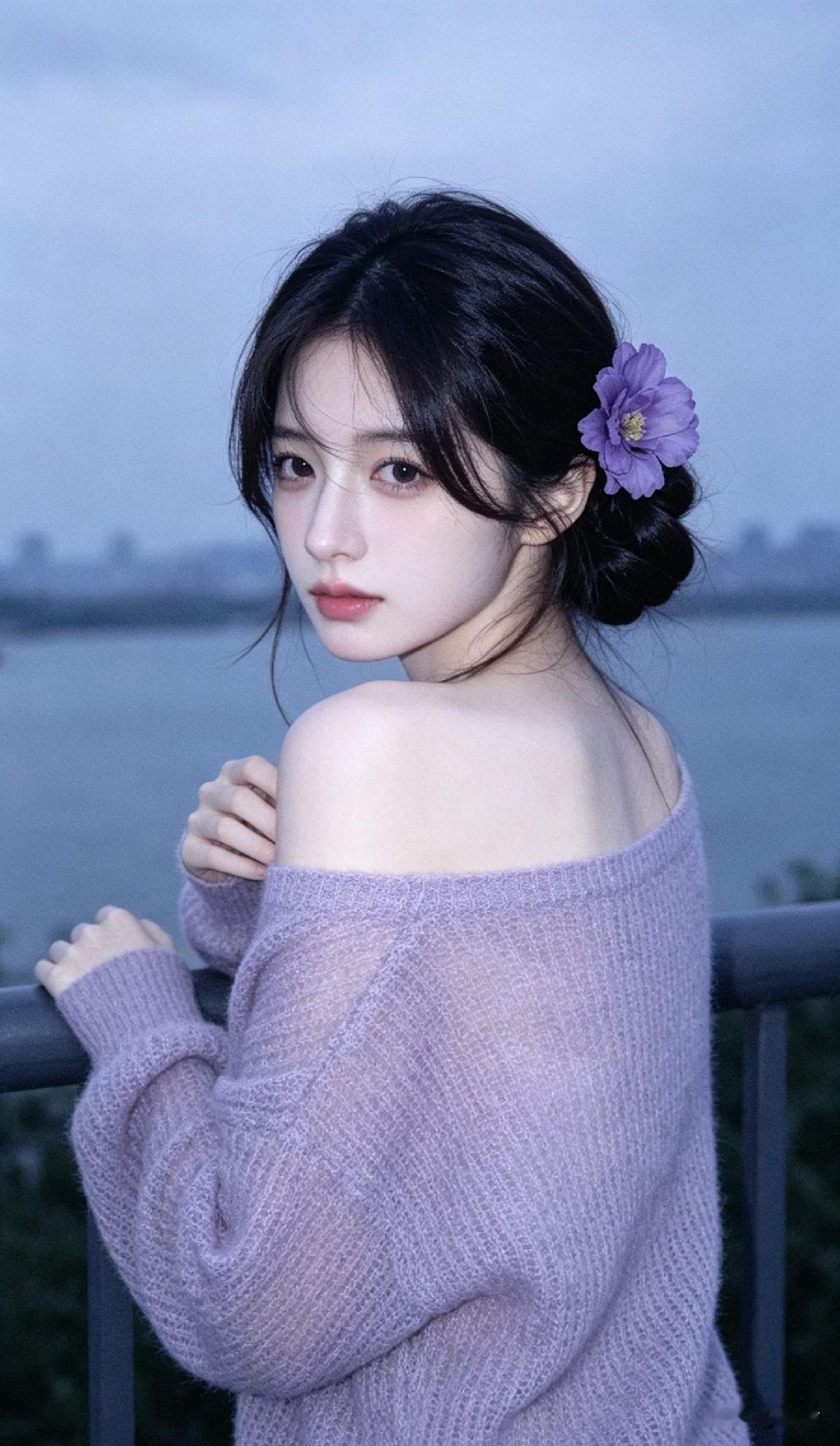 暮色浸岸，晚风不语。一瓣紫花，藏尽人间清寂。晚风花海赴温柔