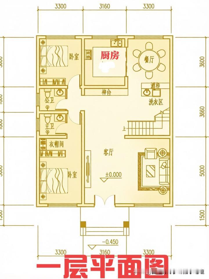 这套建房图纸，有一处让人纠结😡😡厨房设在房屋北侧居中位置，不少懂