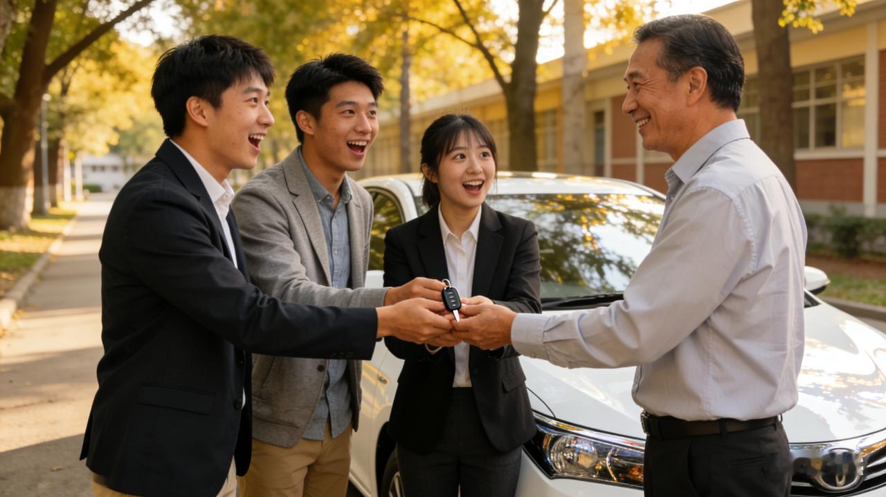 意外之喜，几个学生合资给我买了一辆车，他们说这卡罗拉就适合您，认真仔细适合开这车