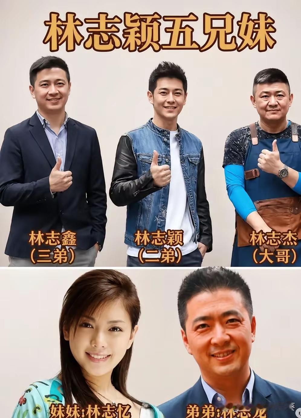 林志颖竟然有兄妹五个？以前一直以为只有兄弟三个，没想到还有个妹妹，这个妹妹跟他长