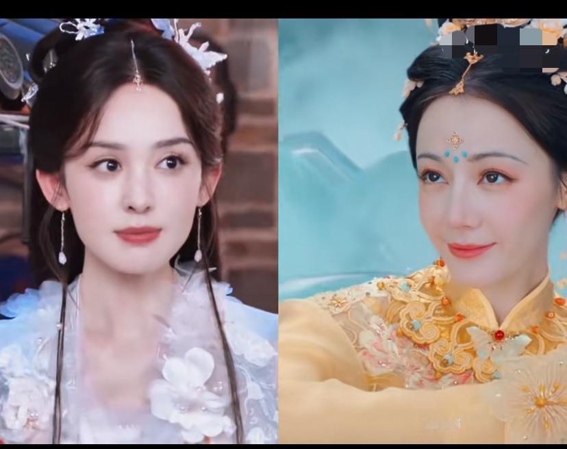娜扎和热巴最近“捆绑”蛮多的前几天还营销什么“时装周双美”现在又来一起扮嫦娥