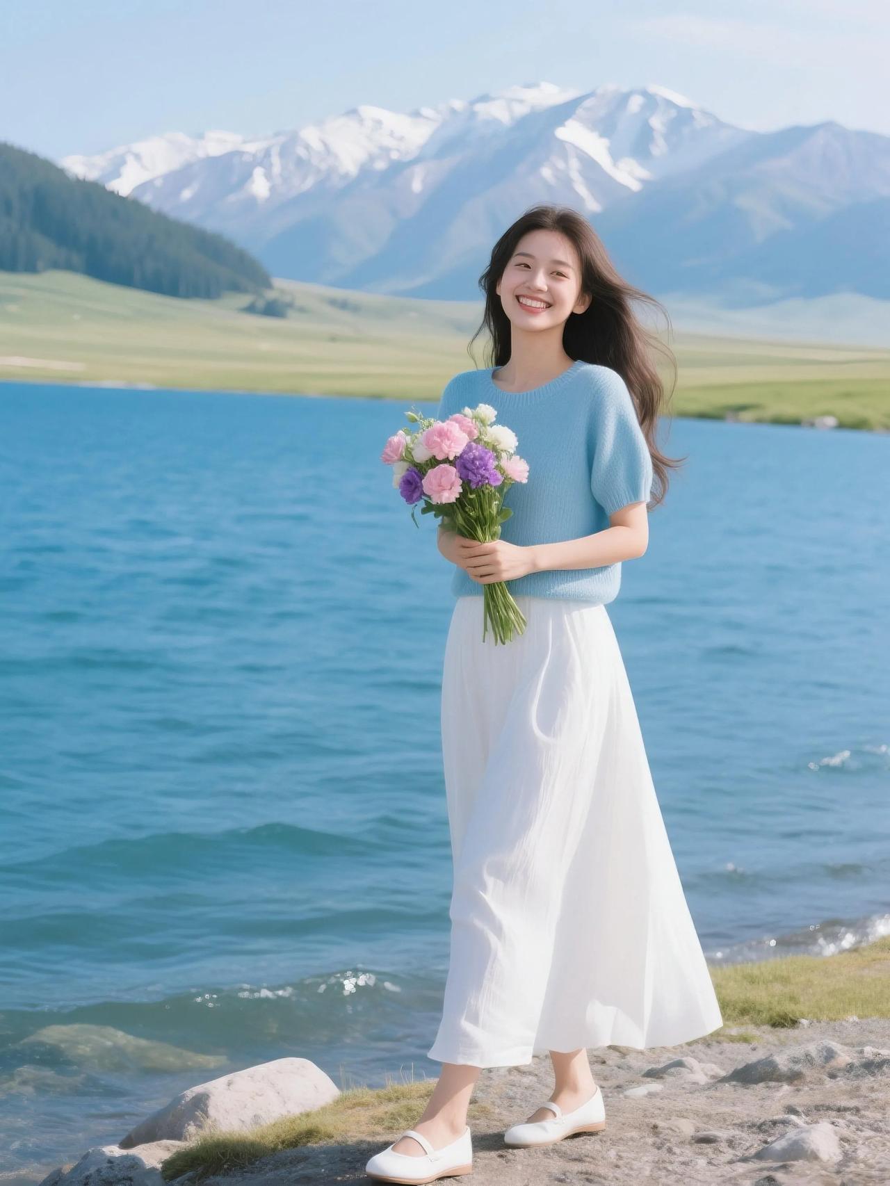 湖畔花影摇
