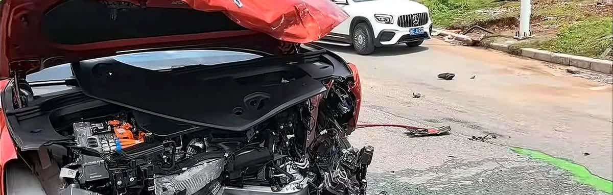 问界M9遭遇车祸。看状况两车伤势五五开的样子。这油车真猛，竟然能