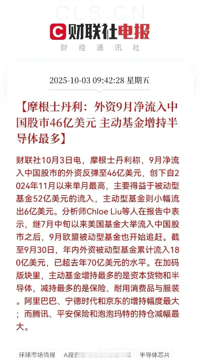 重磅利好消息外资重仓半导体了！外资抢筹半导体了！外资重仓的方向，大概率都要起飞的