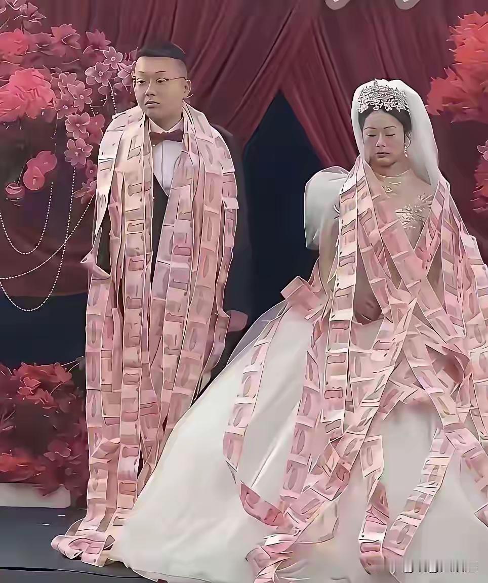 用钱把俩个人给捆住了……不是啥好寓意
