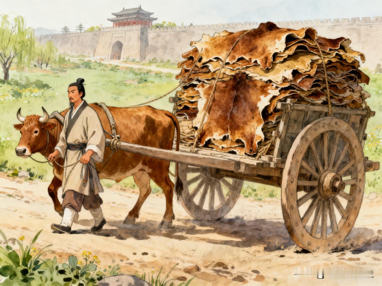 公元前627年春天，洛阳往郑国的商道上。郑国商人弦高赶着牛车，车轮吱呀呀响。车上