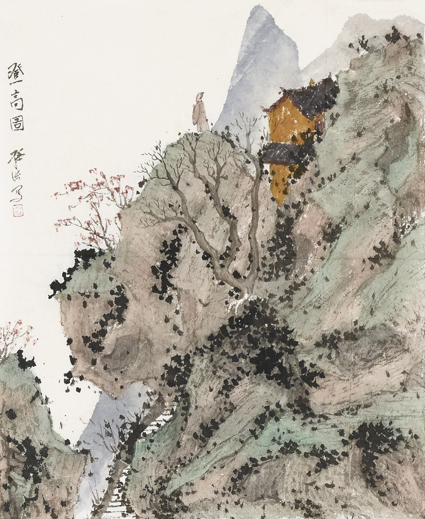 深山藏古寺，云外听梵音水墨丹青间，透出一股超然物外的禅意。这幅画作以淡雅的色调，