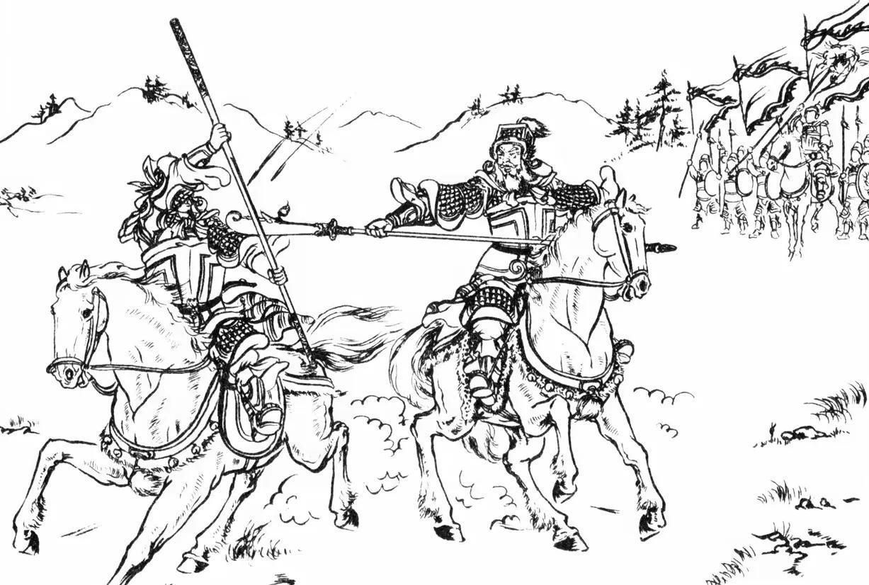 火山王杨衮连擒郑恩、曹彬，一时威震周军。周军元帅一摆蟠龙金棍来到阵前，与杨衮马打