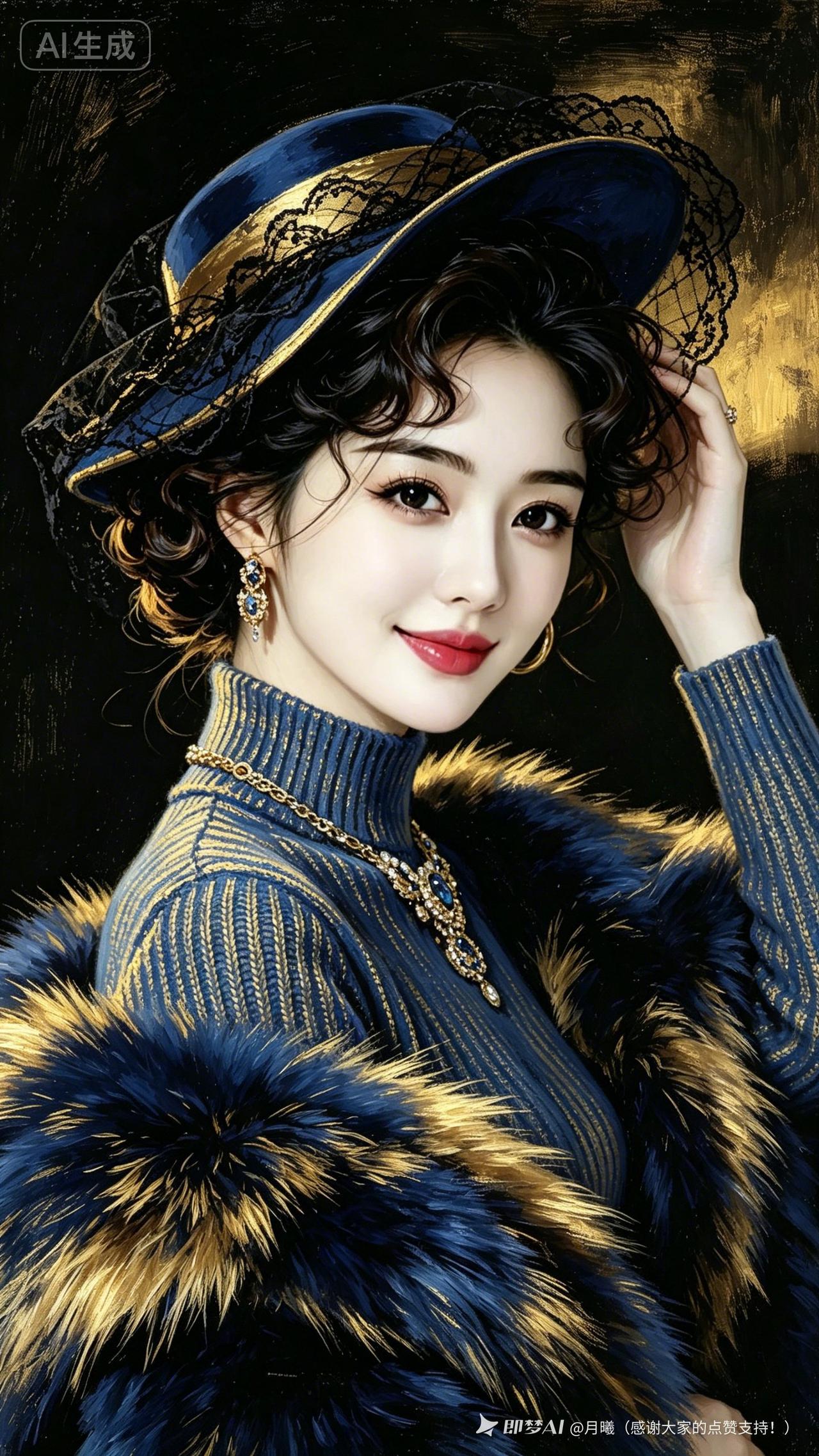 这美女穿着复古风，真有气质！
