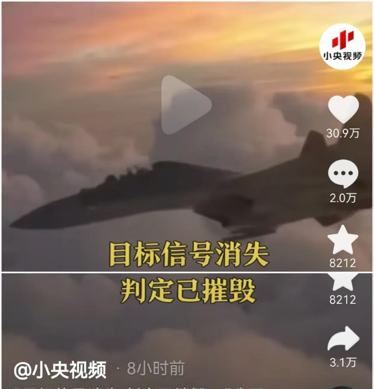 大晚上的，央视发布了一则小视频，只有两句话：目标信号消失，判定已摧毁。符合字少