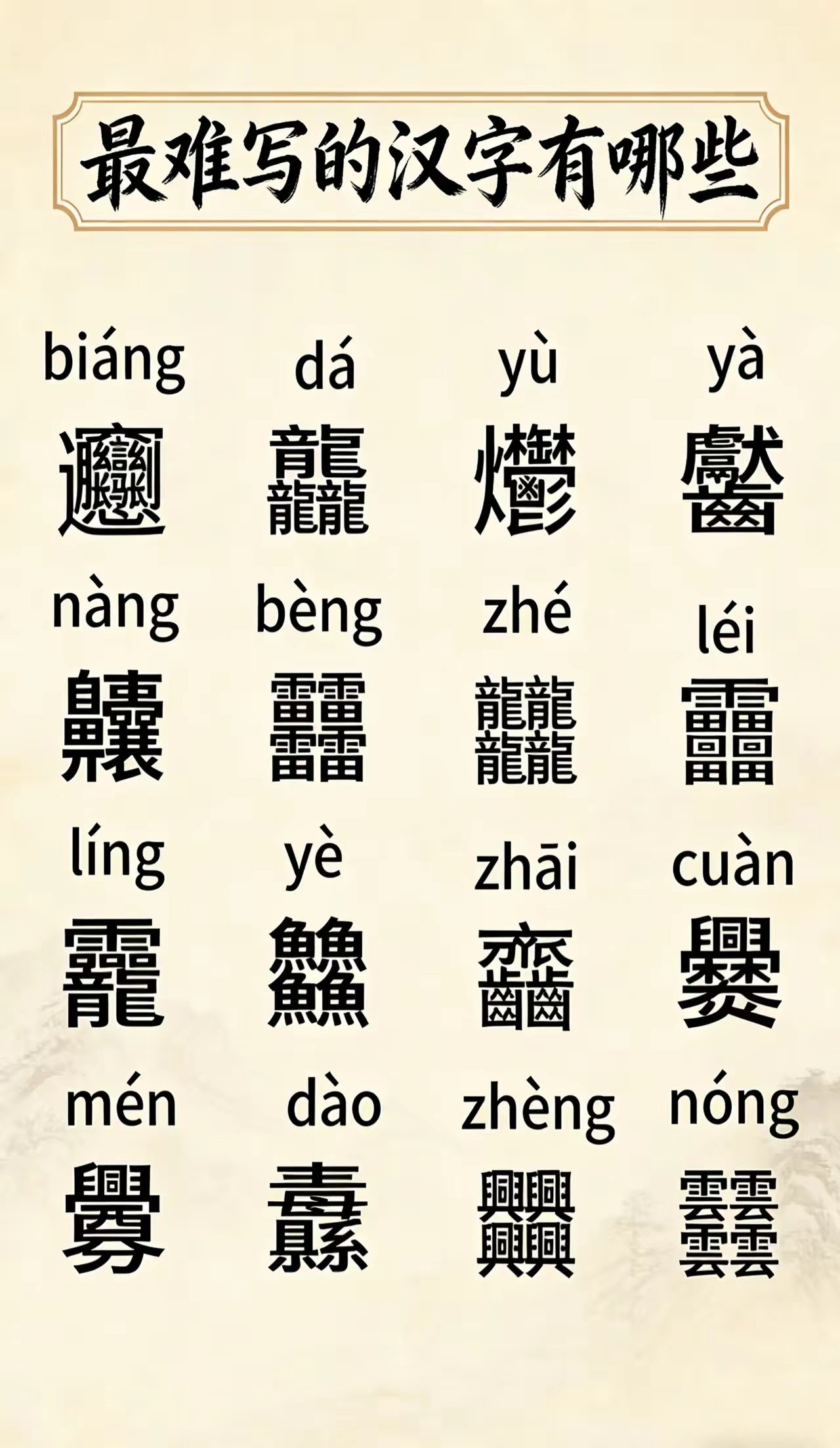 最难写的汉字，你认识三个算你厉害！