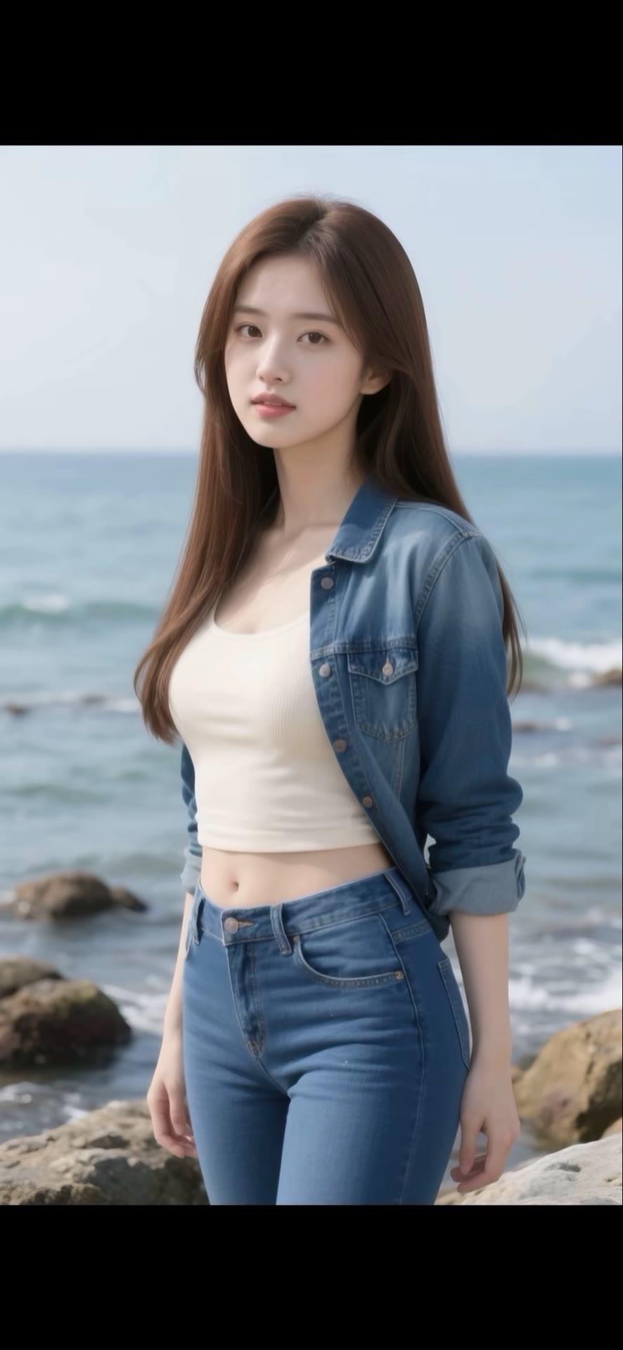 碧海潮生处，美人倚石立。