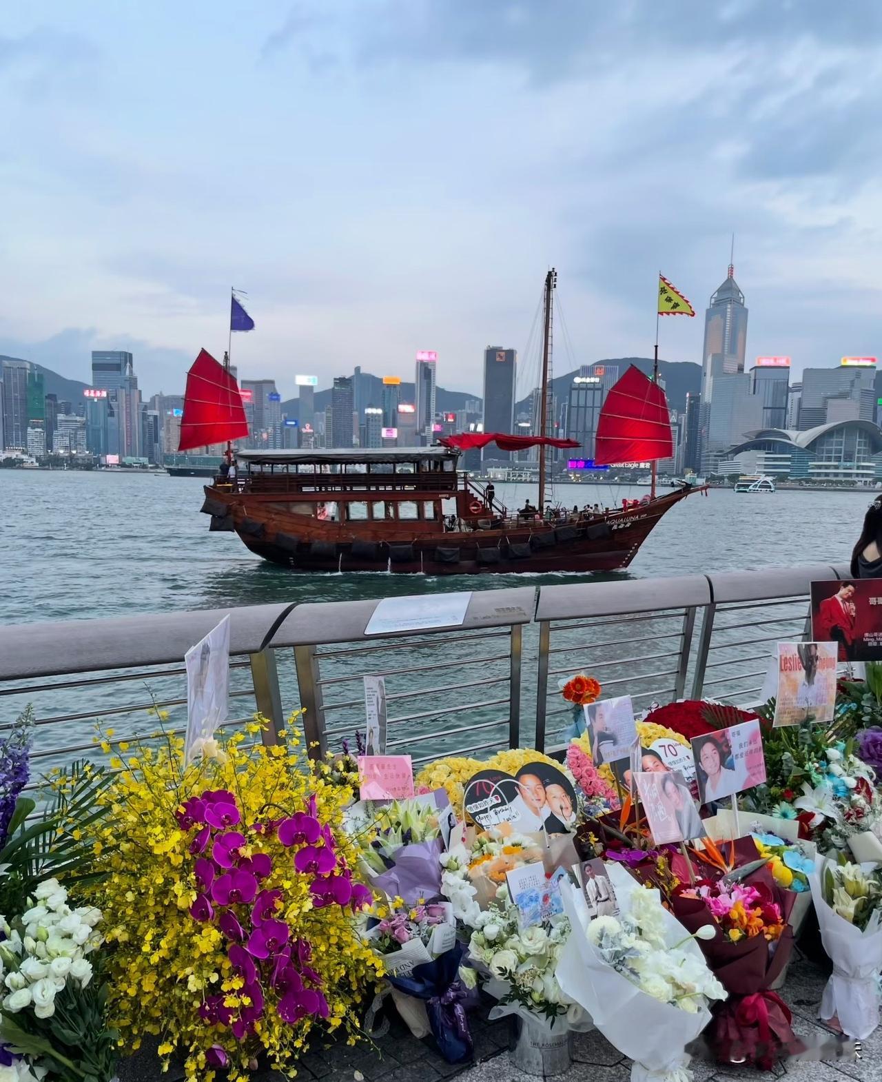 维港星光大道被花包围了[爱心][爱心]走了20多年的张国荣影响力确实太大了！