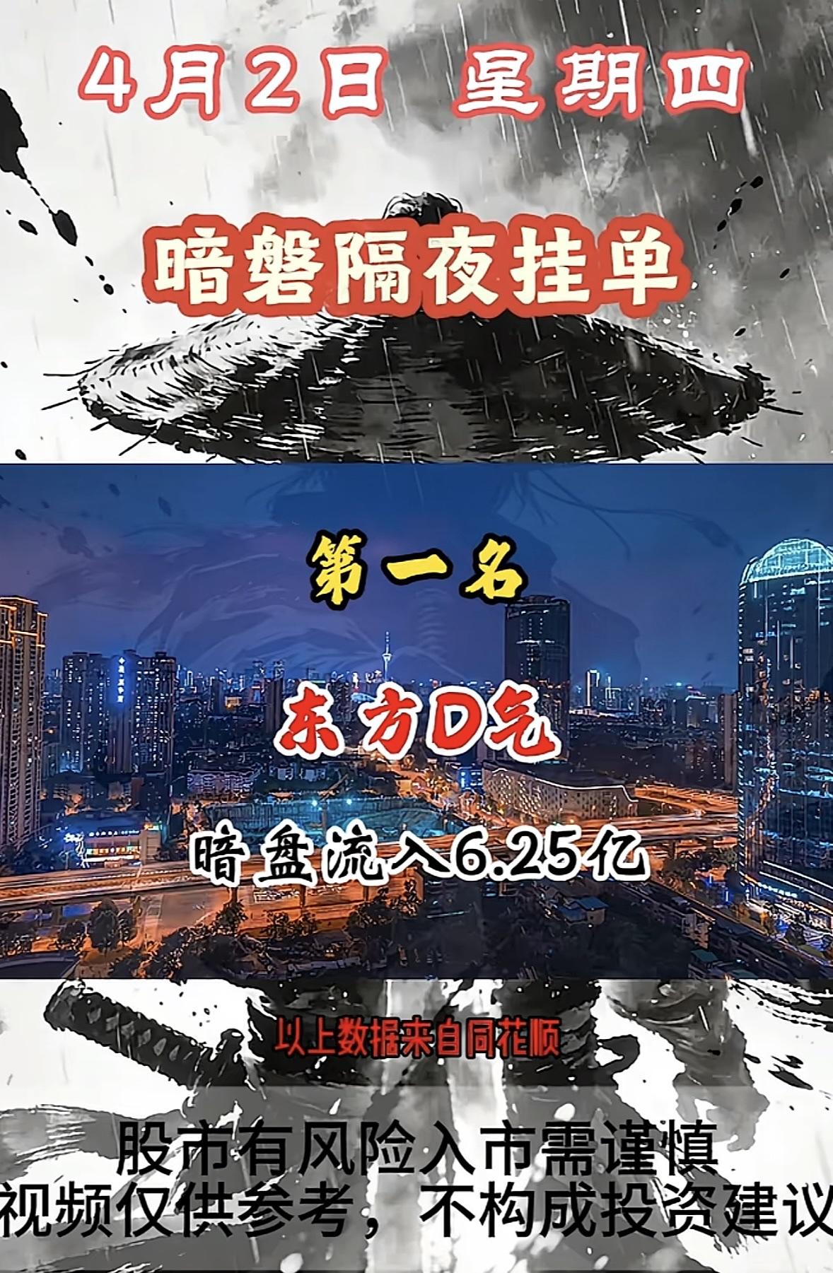 4月2日周四暗盘隔夜挂单排行榜揭晓暗盘隔夜挂单这事儿，在股市里还挺有门道。就