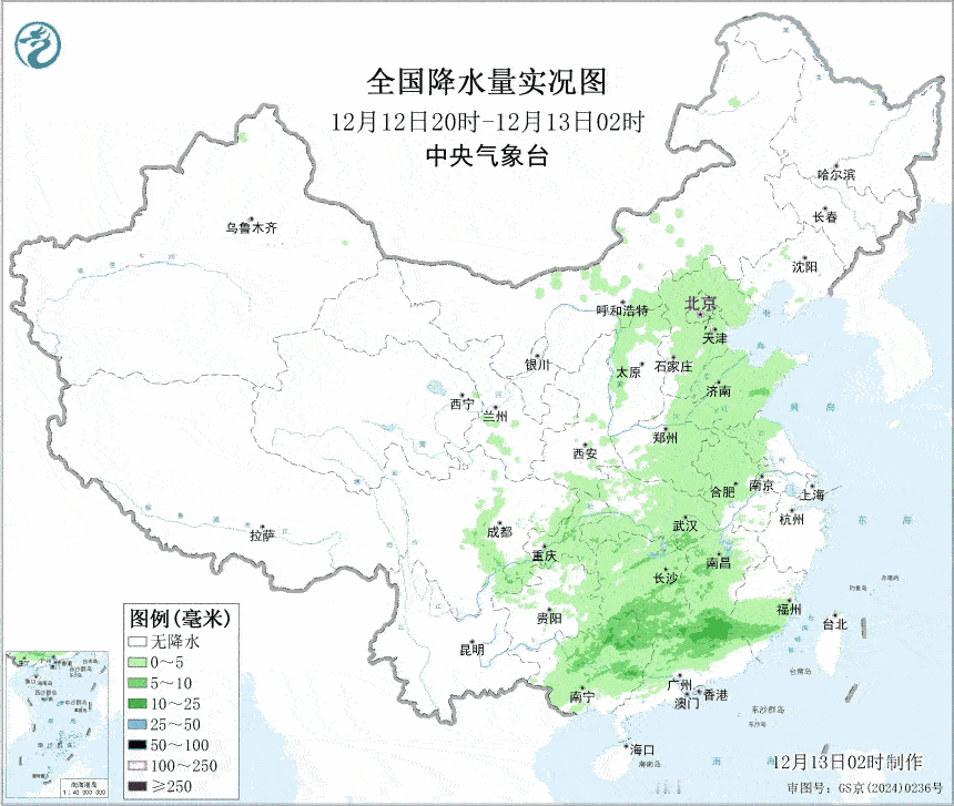 【降水缩减】昨晚到今天，降水东移南下，逐渐收缩。最强降水在广西，部分站点出现大雨