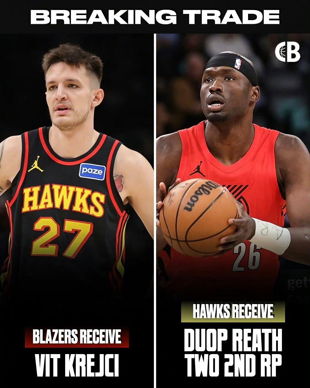 开拓者交易了！杨翰森竞争对手将被逐个交易。里斯+2次轮（27、30年尼克斯）换