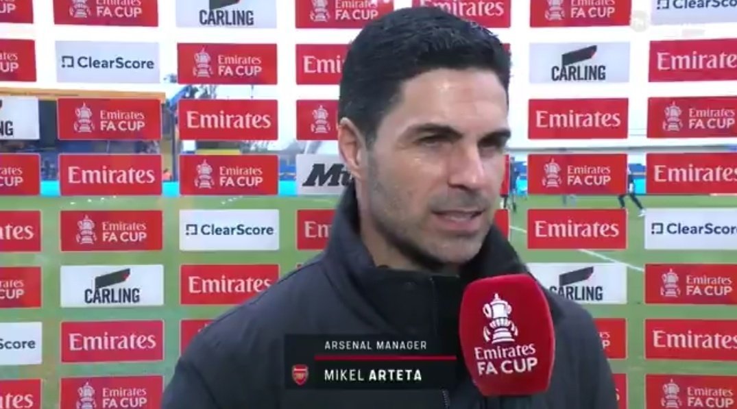 记者AlexHowell消息，阿尔特塔表示，阿森纳在本场比赛前只训练过一次三后