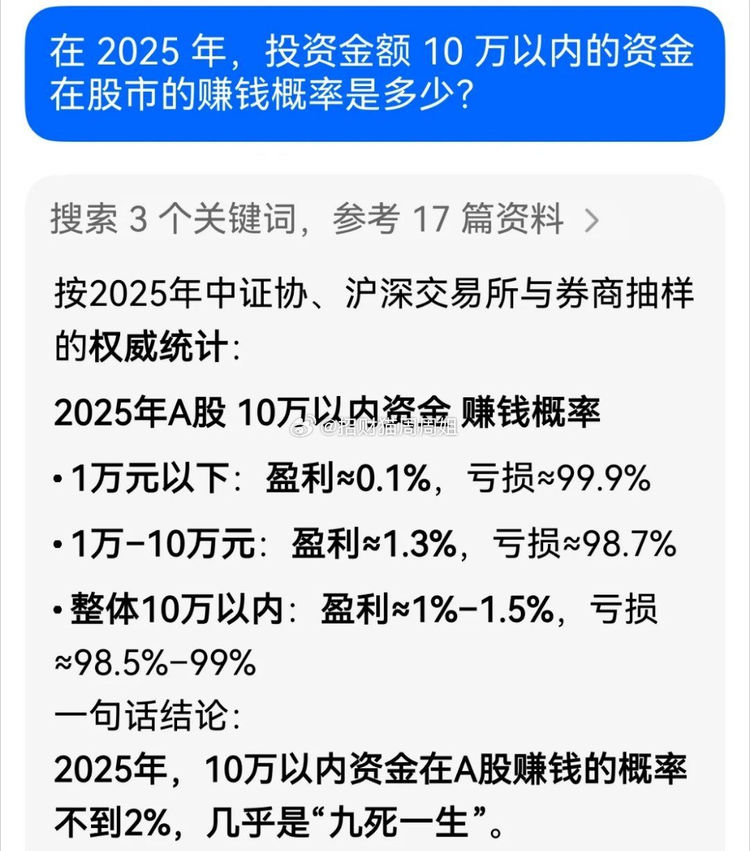 小散户(投资金额在10万以内)在股市“九死一生”！现实就是这么残酷！不要以为你在