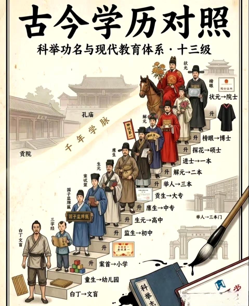 古今学历对照。