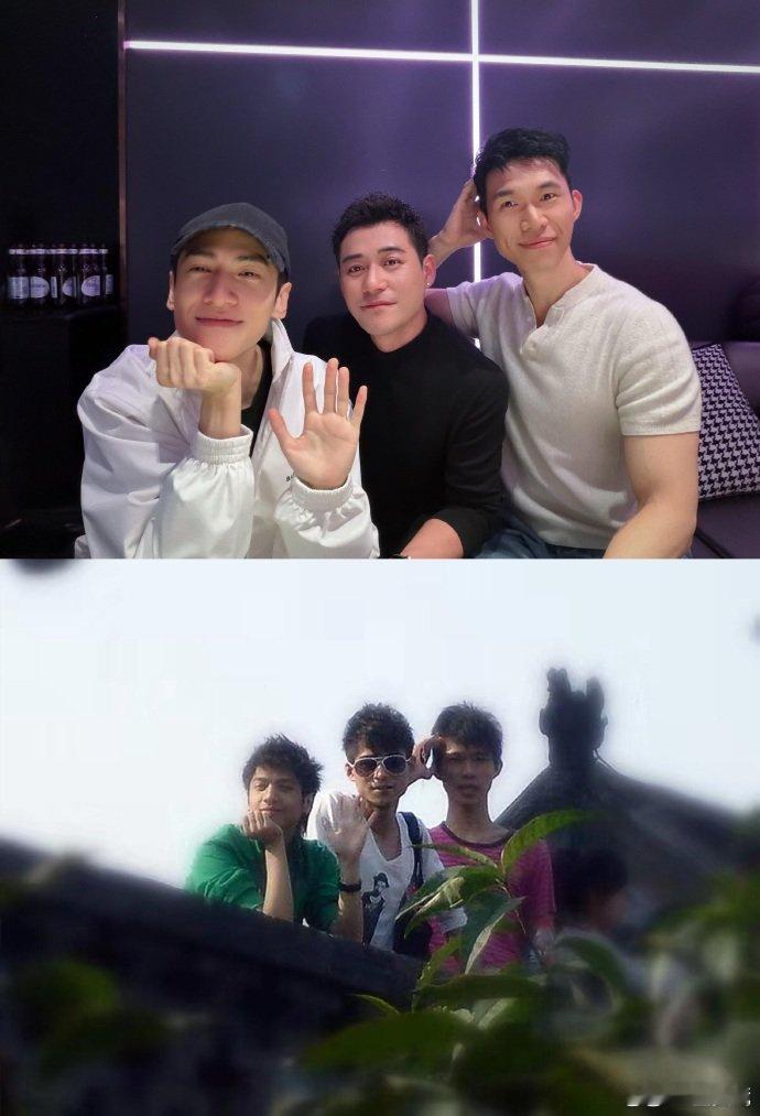 罗云熙和同学复刻之前的合照罗云熙和同学复刻20年前合照，三人摆出和当时一模一样