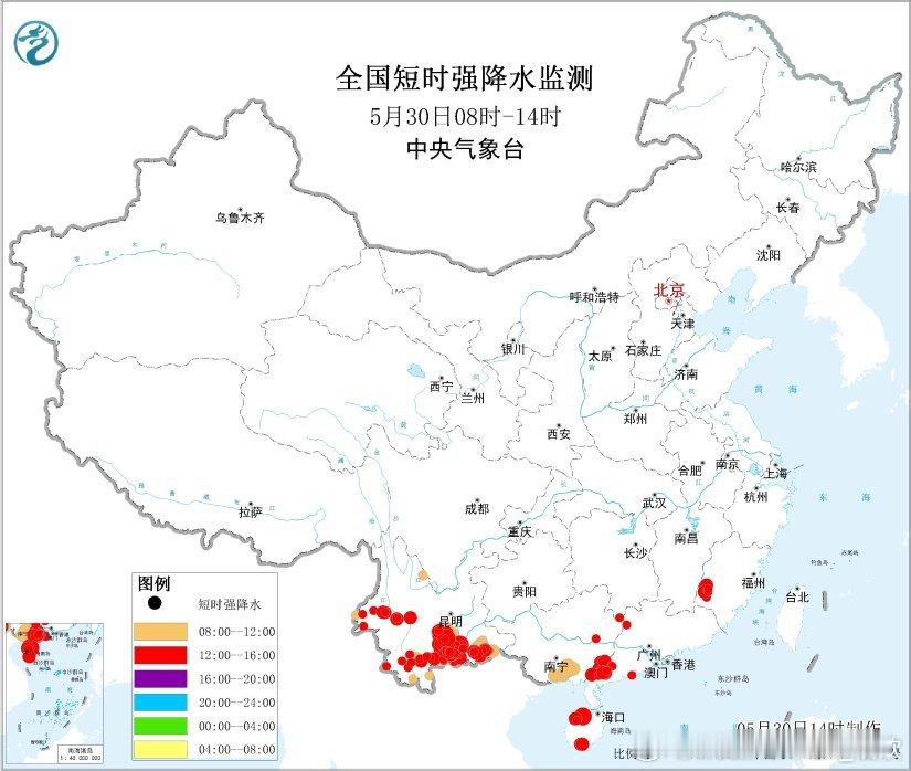 【降雨和对流】今天白天，我国降水缩减，云南几乎包揽了6小时降水榜前20。砚山33