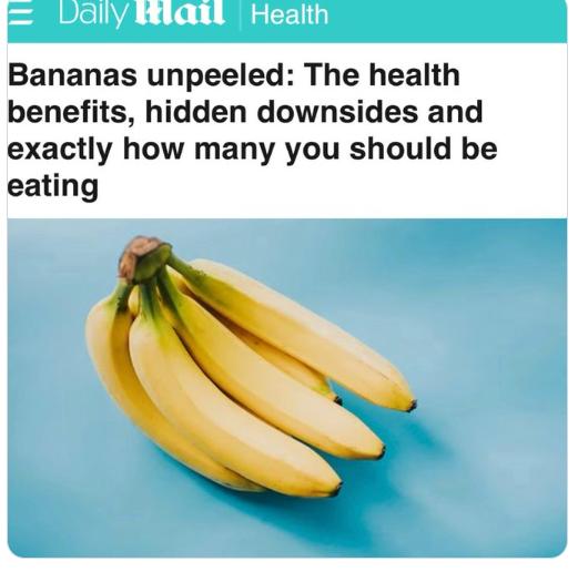 【《每日邮报》报道，香蕉确实有益心脏健康。】每天只需两根中等大小的香蕉就能带来