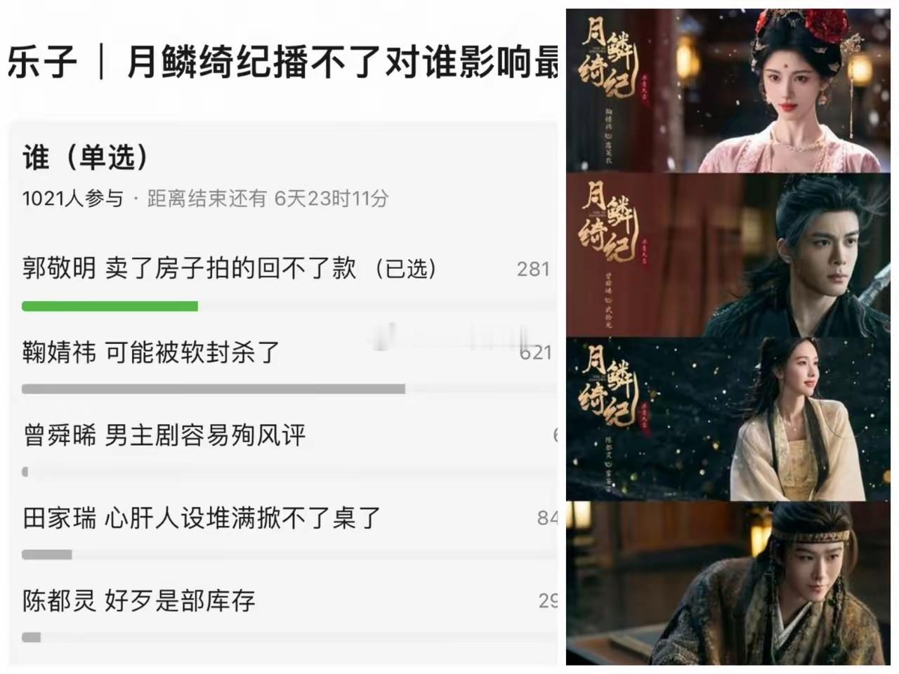 如果鞠婧祎新剧《月鳞绮纪》确认延期至3月播，郭敬明估计会哭晕在厕所吧！谁能想到郭