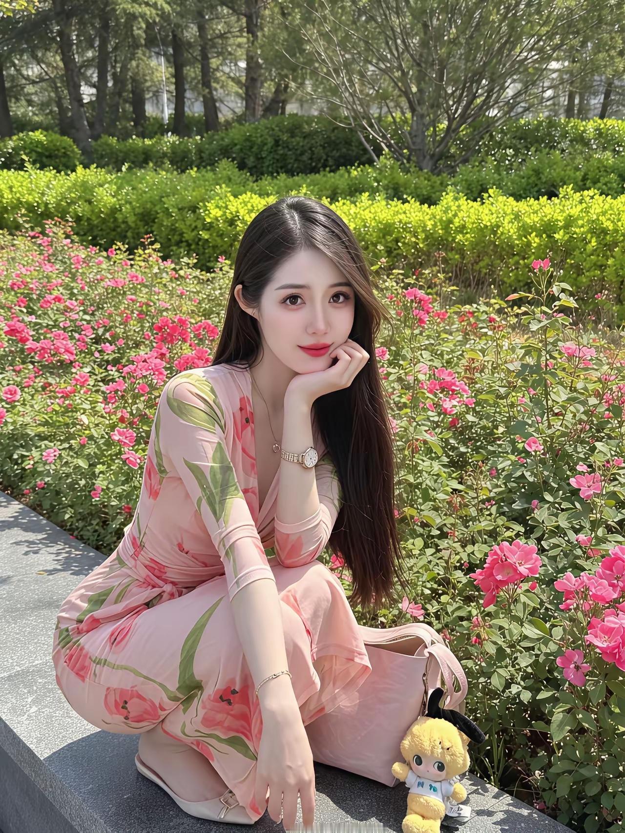 在花海中，温柔地微笑，享受美好时光。🌸💕分享最美的花朵美景