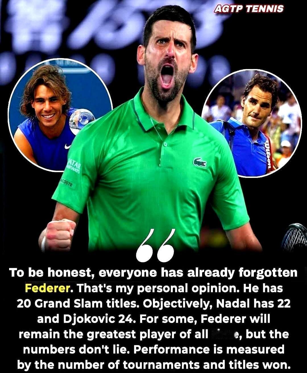 别再吹费德勒是“史上最佳”了，数据不会说谎，我们可能都欠德约科维奇一个道歉。翻