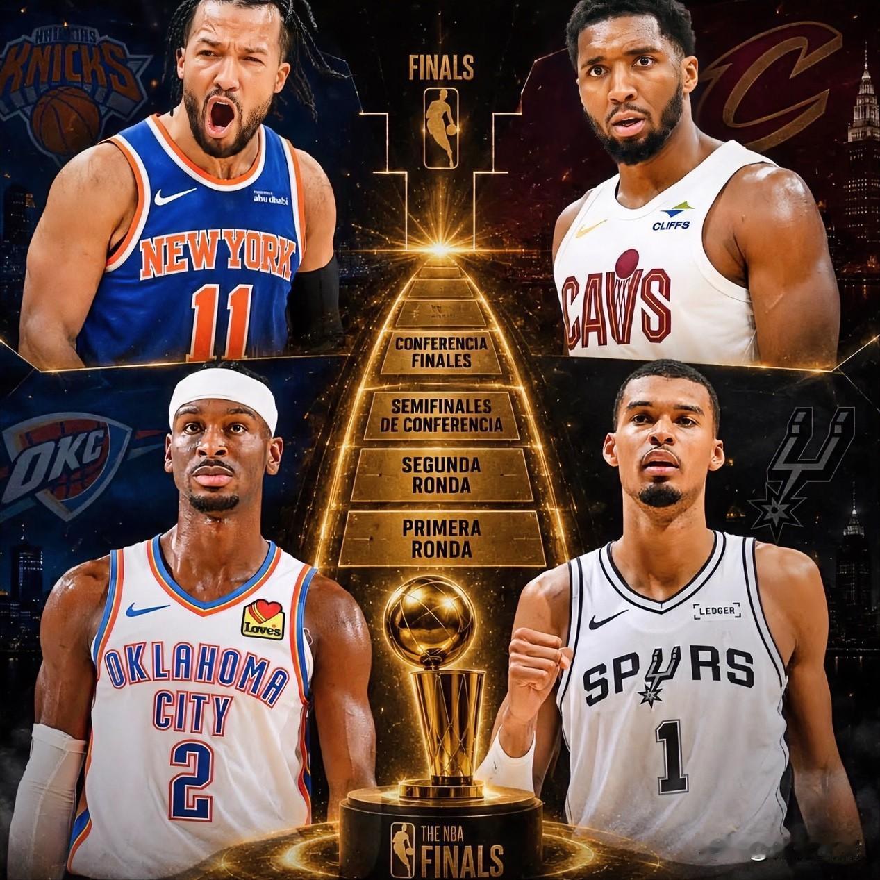 NBA季后赛4强，谁能夺冠？1.雷霆：目前与马刺打成1-1平，看了比赛内容
