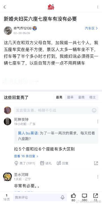 你们觉得刚结婚买六座七座有没有必要