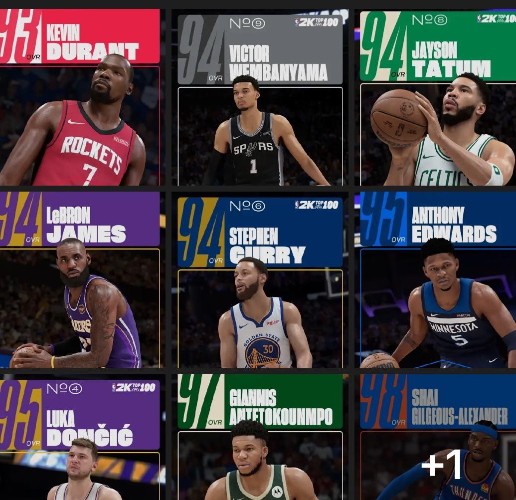 NBA2K26战力前十公布，怎么还有他？NBA2K26刚刚公布了新赛季战力前十
