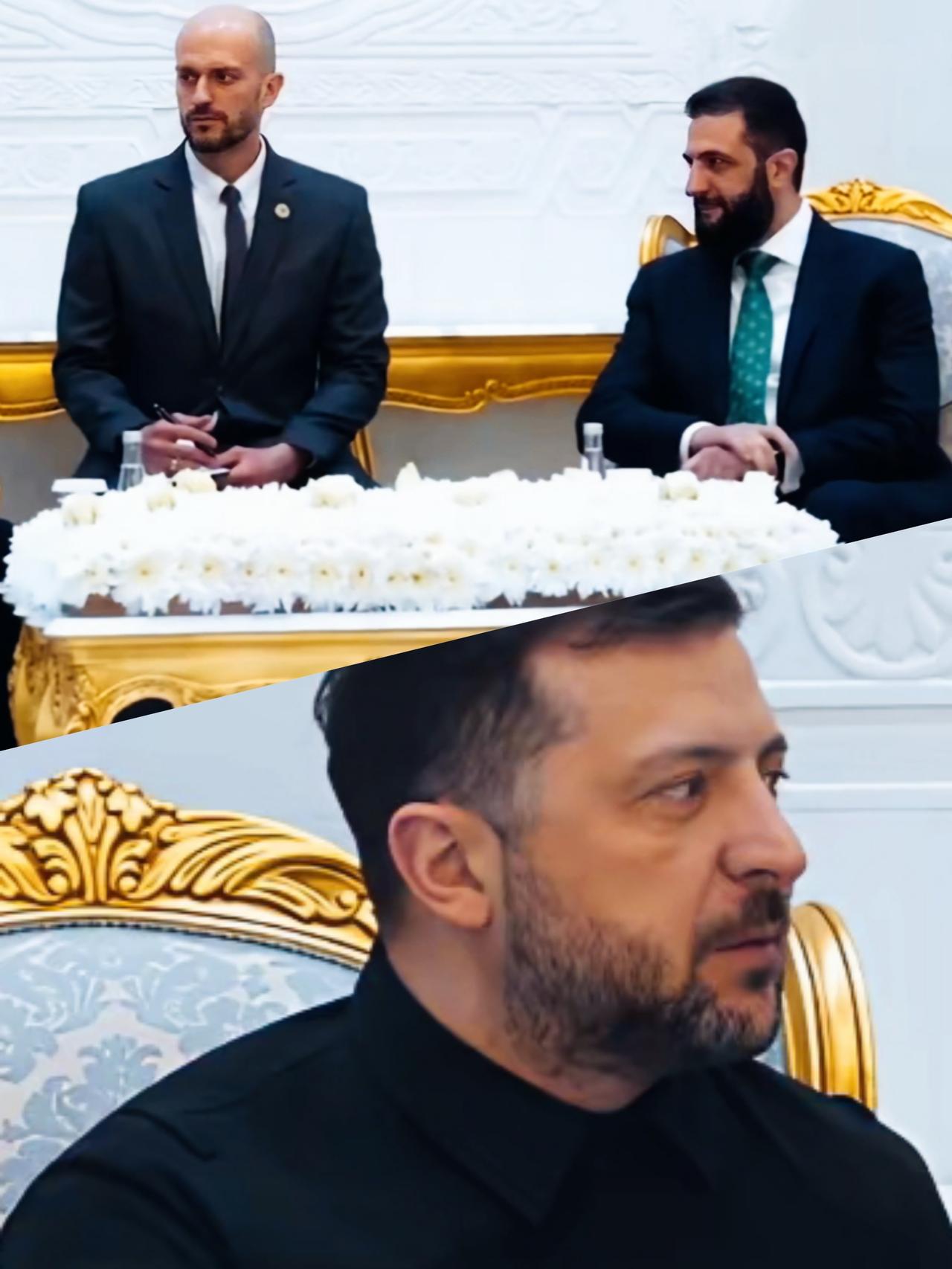 泽连斯基看向朱拉尼的眼神中，包含着什么意思呢？泽连斯基眼神中充满了羡慕呢？还是