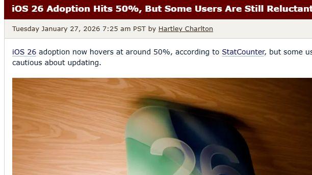 iOS 26普及率仅50%, 苹果用户为何不愿“尝鲜”?