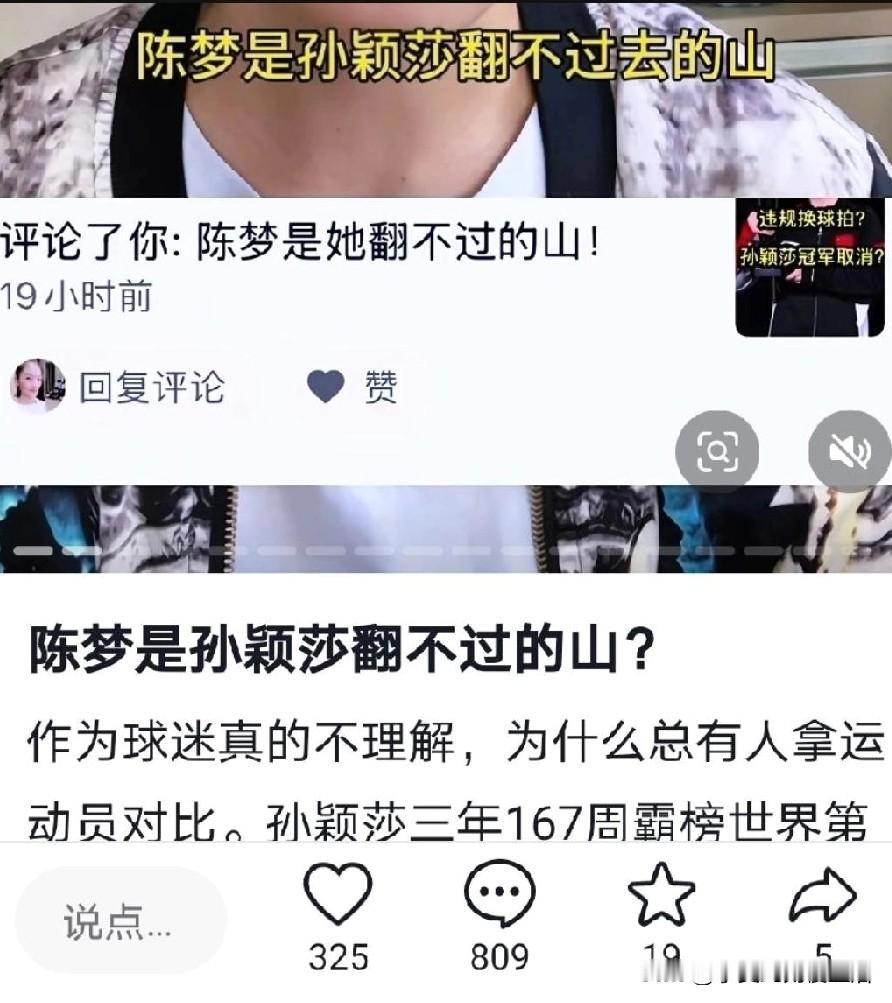 国乒队的历史上没有谁是谁的山，她们只是外协翻不过去的山。孙颖莎到洛杉矶奥运会