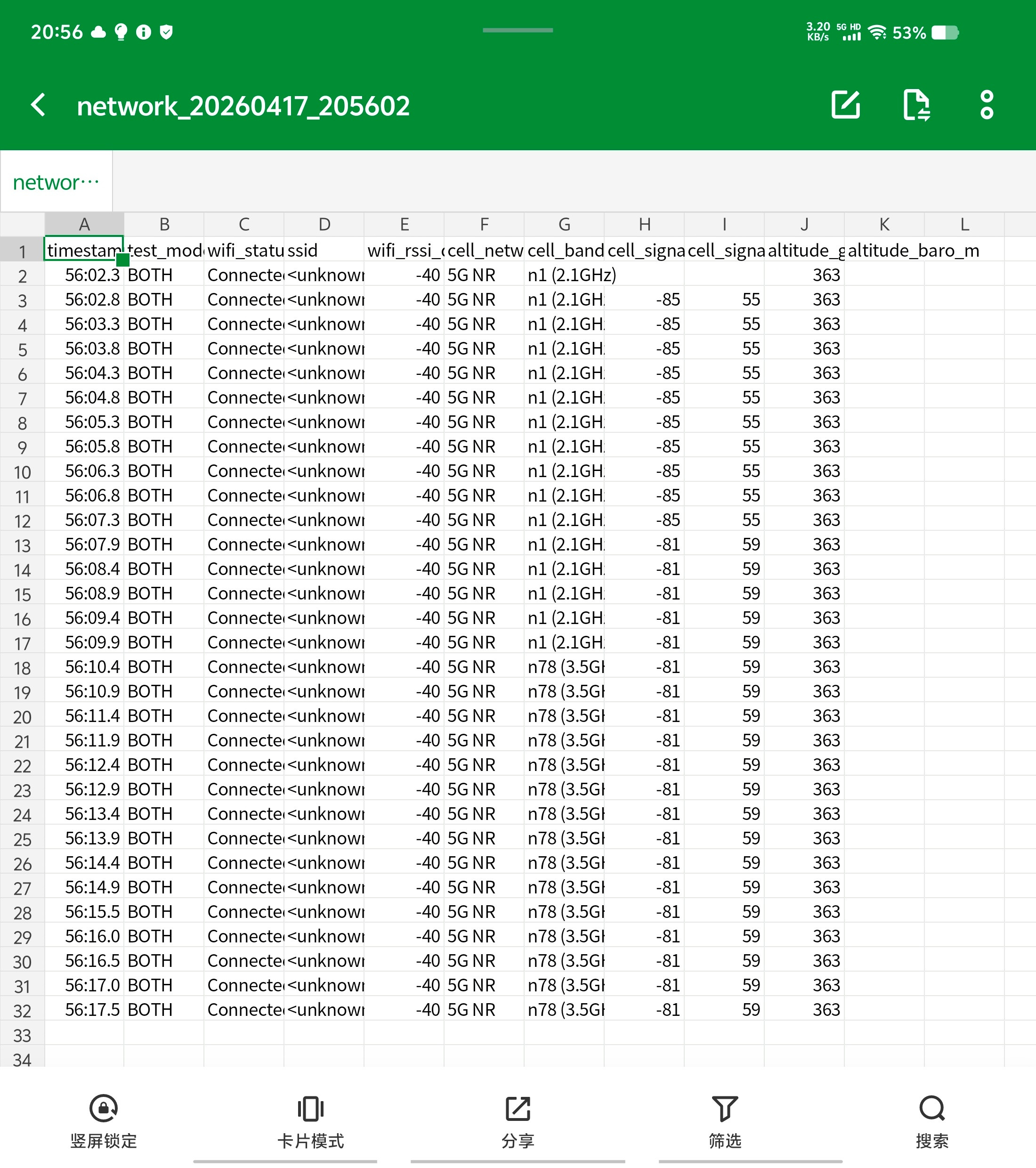 阿正很硬蜂窝网络wifi网络监测版本V5更新，修复了采集频率，修复了频段显示，新