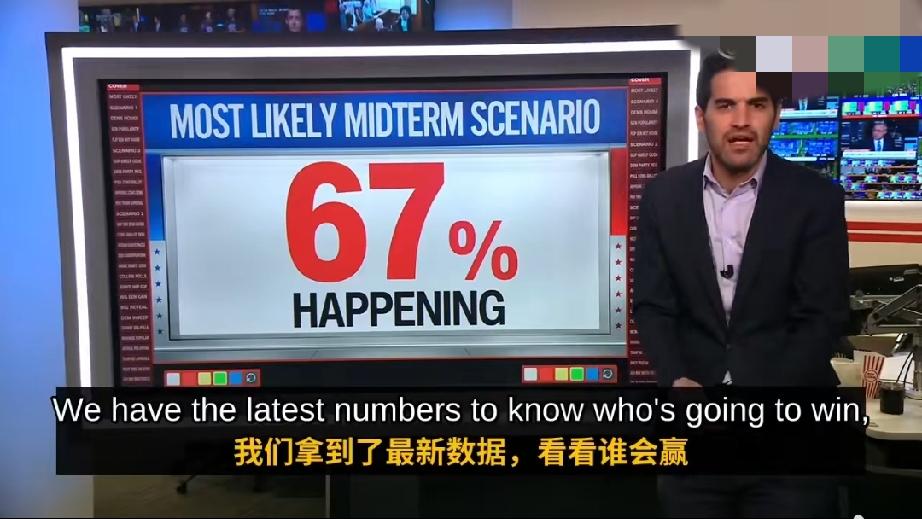 CNN数据专家哈里·恩滕预测：美国中期选举最可能结果是民主党横扫，概率67%；共