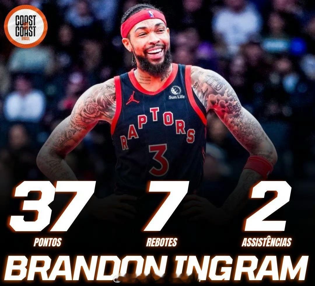 布兰登-英格拉姆，出战37分钟，30投15中，三分球11投5中，罚球5投2中，砍