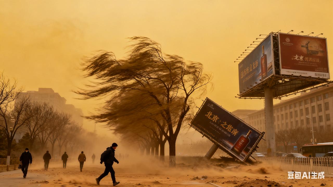 狂风携黄沙突袭北京！阵风9级预警拉满北京人注意！一场“风魔”正火速逼近，3